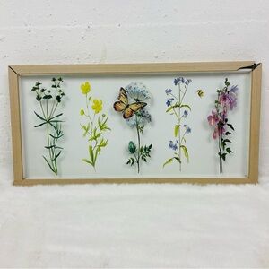 Willow spring Botanical 3D Butterfly Framed Wall Art - Neutral Wood Frame